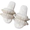 imageVerdusa Womens Pearls Open Toe Fuzzy House Slippers Faux Fur Bedroom ShoesPlain White