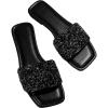 imageVerdusa Womens Rhinestone Sandals Glitter Casual Sandal Flats Open Toe Sparkle SlidesBlack