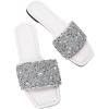 imageVerdusa Womens Rhinestone Sandals Glitter Casual Sandal Flats Open Toe Sparkle SlidesWhite and Sliver