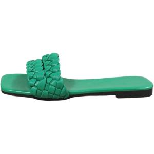 imageVerdusa Womens Braided Sandals Square Open Toe Slides Sandals Summer ShoesGreen