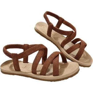 imageVerdusa Womens Casual Cross Woven Sandals Vacation Summer Beach Flat Sandals ShoesLight Brown