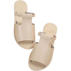 imageVerdusa Womens Cut Out Slide Sandals Open Toe Summer Flat Sandals Outdoor ShoesBeige