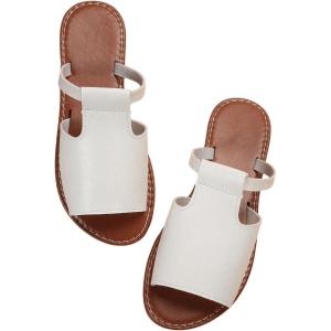 imageVerdusa Womens Cut Out Slide Sandals Open Toe Summer Flat Sandals Outdoor ShoesWhite