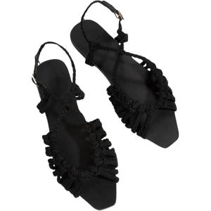 imageVerdusa Womens Metallic Braided Slingback Sandals Casual Strappy SandalsBlack