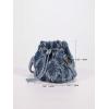 imageVerdusa Womens Mini Rhinestone Faux Pearl Decor Drawstring Chain Bucket Bag Crossbody BagBlue