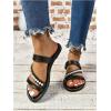 imageVerdusa Womens Pearls Braided Flat Sandals Open Toe Slip On Beach SlidesBlack