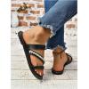 imageVerdusa Womens Pearls Braided Flat Sandals Open Toe Slip On Beach SlidesBlack