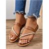 imageVerdusa Womens Pearls Braided Flat Sandals Open Toe Slip On Beach SlidesBrown