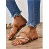 imageVerdusa Womens Pearls Braided Flat Sandals Open Toe Slip On Beach SlidesBrown