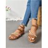 imageVerdusa Womens Pearls Braided Flat Sandals Open Toe Slip On Beach SlidesMedium Brown