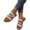imageVerdusa Womens Pearls Braided Flat Sandals Open Toe Slip On Beach SlidesWhite