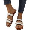 imageVerdusa Womens Pearls Braided Flat Sandals Open Toe Slip On Beach SlidesWhite