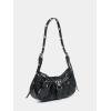 imageVerdusa Womens Pleated Hobo Shoulder Bag PU Leather Clutch HandbagBlack Crocodile