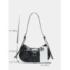imageVerdusa Womens Pleated Hobo Shoulder Bag PU Leather Clutch HandbagBlack Crocodile