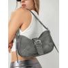 imageVerdusa Womens Pleated Hobo Shoulder Bag PU Leather Clutch HandbagDark Grey