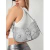 imageVerdusa Womens Pleated Hobo Shoulder Bag PU Leather Clutch HandbagGrey