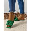 imageVerdusa Womens Square Toe Pleated Slide Sandals Summer Sandals SlippersGreen