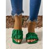 imageVerdusa Womens Square Toe Pleated Slide Sandals Summer Sandals SlippersGreen