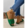imageVerdusa Womens Square Toe Pleated Slide Sandals Summer Sandals SlippersGreen