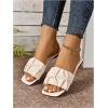imageVerdusa Womens Square Toe Pleated Slide Sandals Summer Sandals SlippersSolid Beige