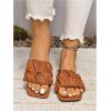 imageVerdusa Womens Square Toe Pleated Slide Sandals Summer Sandals SlippersSolid Brown