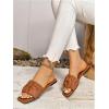 imageVerdusa Womens Square Toe Pleated Slide Sandals Summer Sandals SlippersSolid Brown