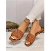 imageVerdusa Womens Square Toe Pleated Slide Sandals Summer Sandals SlippersSolid Brown