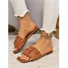 imageVerdusa Womens Square Toe Pleated Slide Sandals Summer Sandals SlippersSolid Brown
