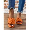 imageVerdusa Womens Square Toe Pleated Slide Sandals Summer Sandals SlippersSolid Orange