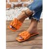imageVerdusa Womens Square Toe Pleated Slide Sandals Summer Sandals SlippersSolid Orange
