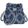 imageVerdusa Womens Mini Rhinestone Faux Pearl Decor Drawstring Chain Bucket Bag Crossbody BagBlue