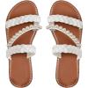 imageVerdusa Womens Pearls Braided Flat Sandals Open Toe Slip On Beach SlidesWhite