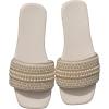 imageVerdusa Womens Square Open Toe Pearls Flat Sandals Slip On Slides Summer SandalsWhite