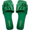 imageVerdusa Womens Square Toe Pleated Slide Sandals Summer Sandals SlippersGreen