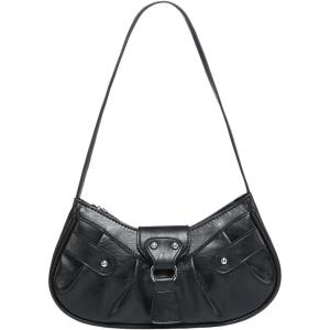 imageVerdusa Womens Pleated Hobo Shoulder Bag PU Leather Clutch HandbagBlack
