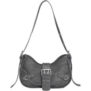 imageVerdusa Womens Pleated Hobo Shoulder Bag PU Leather Clutch HandbagDark Grey