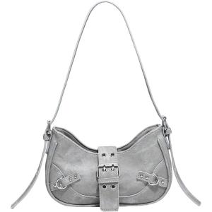imageVerdusa Womens Pleated Hobo Shoulder Bag PU Leather Clutch HandbagGrey