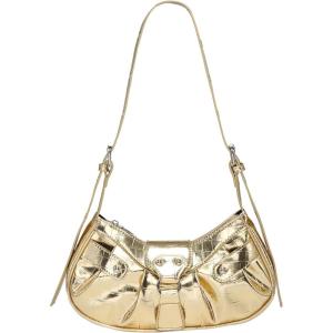 imageVerdusa Womens Pleated Hobo Shoulder Bag PU Leather Clutch HandbagMetallic Gold