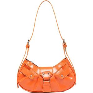 imageVerdusa Womens Pleated Hobo Shoulder Bag PU Leather Clutch HandbagOrange