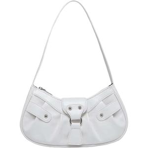imageVerdusa Womens Pleated Hobo Shoulder Bag PU Leather Clutch HandbagWhite