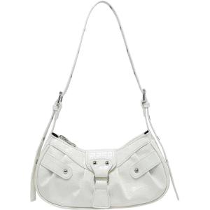 imageVerdusa Womens Pleated Hobo Shoulder Bag PU Leather Clutch HandbagWhite Crocodile