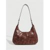 imageVerdusa Womens Hobo PU Leather Clutch Shoulder Bags Buckle Zipper Vintage HandbagsChocolate Brown
