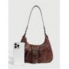 imageVerdusa Womens Hobo PU Leather Clutch Shoulder Bags Buckle Zipper Vintage HandbagsChocolate Brown