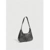 imageVerdusa Womens Hobo PU Leather Clutch Shoulder Bags Buckle Zipper Vintage HandbagsSmoke Gray