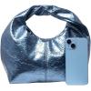 imageVerdusa Womens Ruched Hobo Mini Handbag Clutch Purse Dumpling Pouch BagMetallic Blue