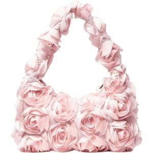 imageVerdusa Womens 3D Rose Applique Shoulder Bag Floral Hobo HandbagsLight Pink