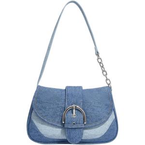 imageVerdusa Womens Flap Shoulder Bags Denim Handbags Underarm Satchel HandbagBlue Colorblock