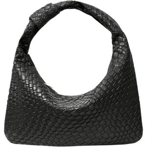 imageVerdusa Womens Hobo Bags Zipper Handbags Knot Strap Leather Shoulder Bag Evening Clutch PurseBlack