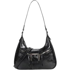imageVerdusa Womens Hobo PU Leather Clutch Shoulder Bags Buckle Zipper Vintage HandbagsBlack