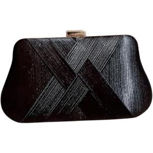 imageVerdusa Womens Metallic Evening Handbag Glitter Clutch Purse Party BagBlack